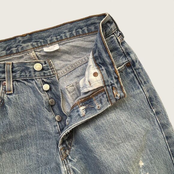 Vintage Men's Levi’s 501 Jeans 32x32 Light Wash 80s-90s Distressed Denim WPL-423 - Picture 6 of 10